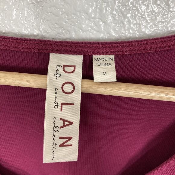 Dolan Shirt Womens Medium Burgundy Pink V-Neck Puff Sleeve Floral Lace Knit - Picture 10 of 16